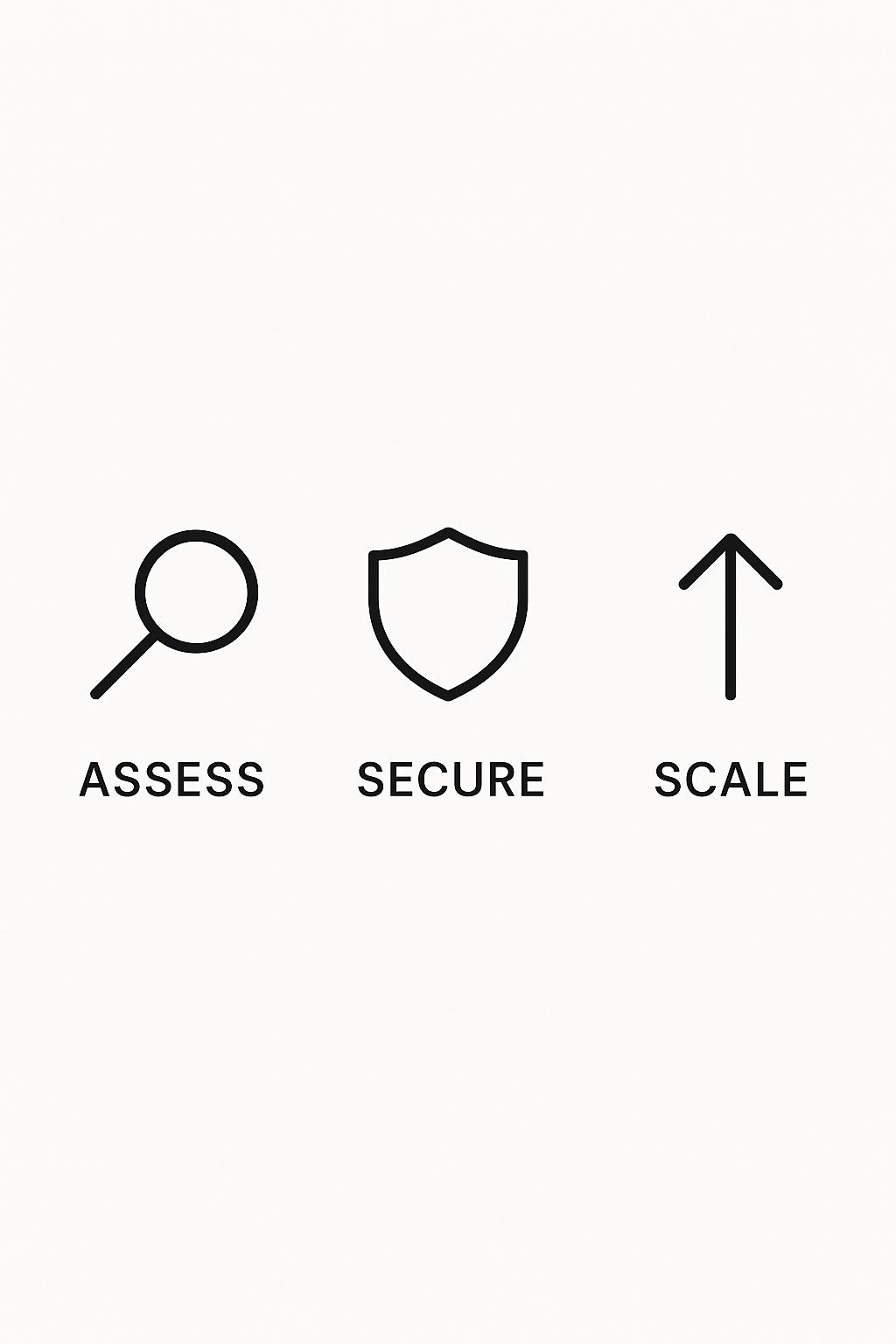 Plan Icons (Assess → Secure → Scale)