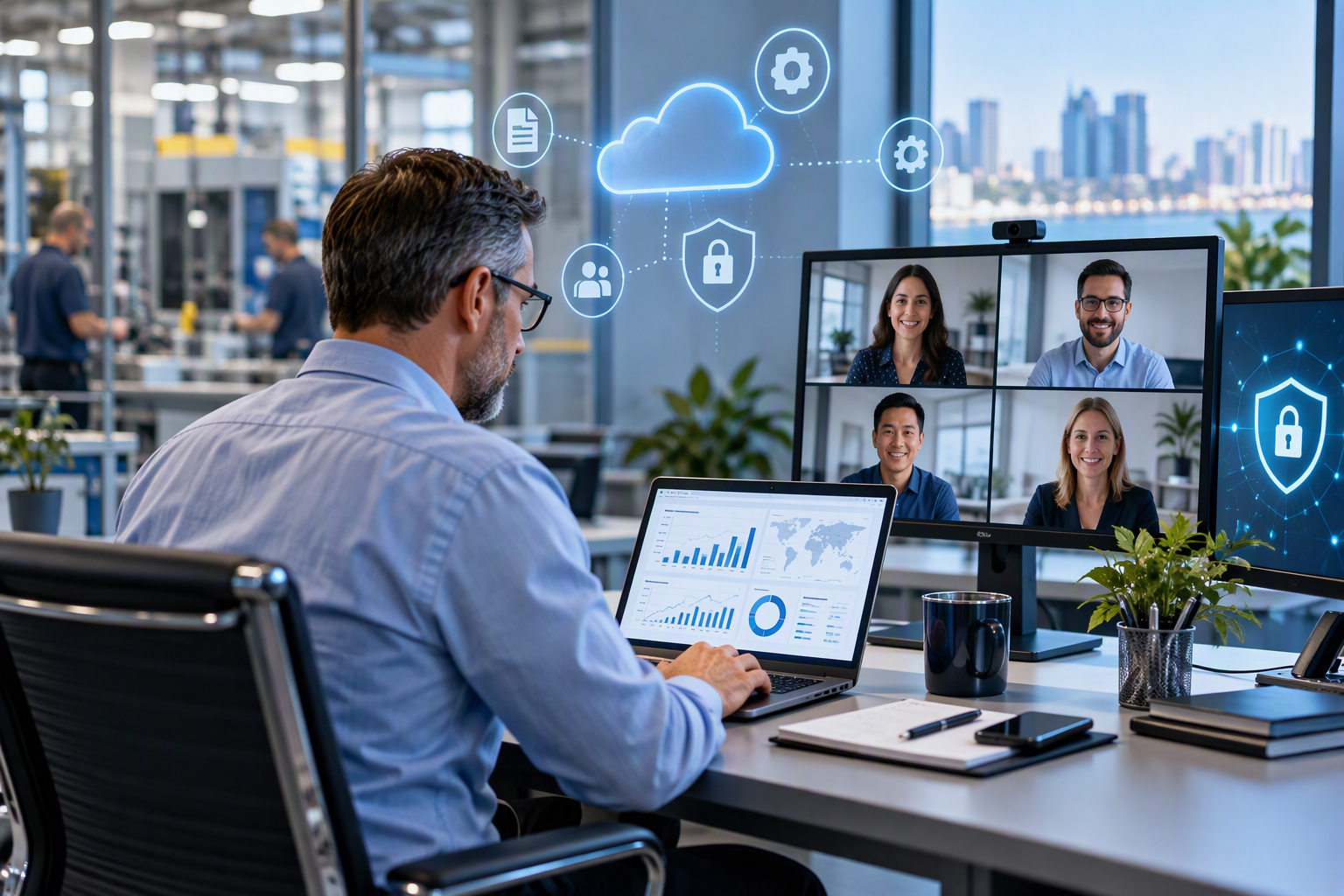 Managed IT services enable employees to work securely from anywhere using cloud computing, cybersecurity solutions, remote collaboration tools, and business continuity technology.